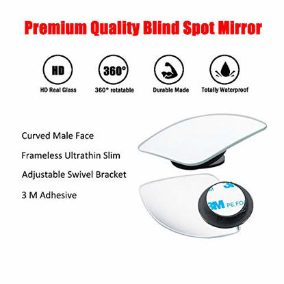 Picture of Ampper Fan Shape Blind Spot Mirror, HD Glass Frameless Stick on Adjustabe Few Convex Wide Angle Rear View Mirror for Car Blind Spot, Pack of 2