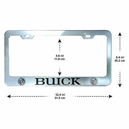 Picture of 2 Pack Silver Car License Plate Frame for Buick, Stainless Steel Auto Plate Frames Frames to Protect Plates,with Screw Caps Cover Set Suit,Applicable to US Standard Buick License Frame