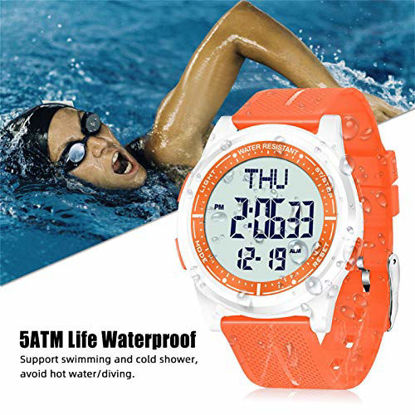 Picture of Beeasy Womens Digital Watch Waterproof with Stopwatch Alarm Countdown Timer Dual Time, 12/24 Hours Thin Digital Wrist Watches for Women, Orange