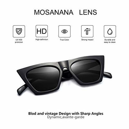 Picture of Mosanana Square Cateye Sunglasses for Women 2019 2020 Trendy Fashion Transparent Brown Clear Frame Cat Eye Lady Thick Small Shade Popular Sharp angular chunky trending cute blender 2021 MS51801