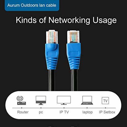 Picture of AURUM CABLES CAT5e Outdoor Waterproof Direct Burial Ethernet Network Cable - 350 MHz - (250 Feet)