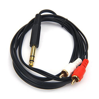 Picture of SiYear Gold-Plated 6.35mm 1/4 inch Male TRS Stereo Plug to 2 RCA Phono Male Audio Y Splitter Cable,Connector Wire Cord Plug (1.5M)