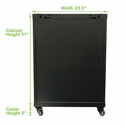 Picture of NavePoint 15U Wall Mount Server Data Cabinet 24-inch Depth Glass Door Lock and Key w/Casters
