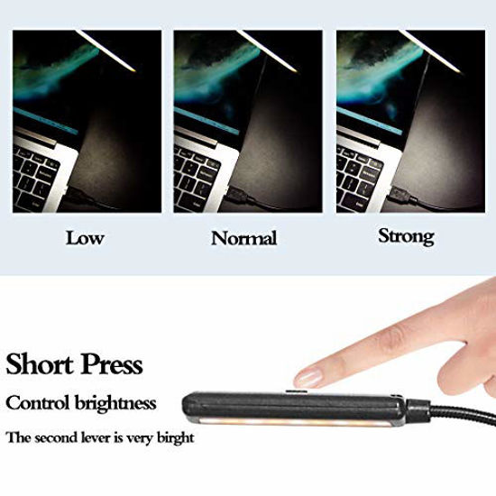 GetUSCart USB Reading Light Laptop Light Keyboard Light for Computer Adjustable Gooseneck 3 Color x 3 Brightness USB Lamp 1pc 3pcs Mini LED Lights 1 3