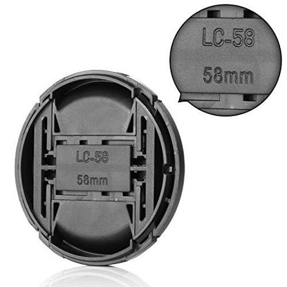 Picture of ChromLives 58mm Lens Cap with Lens Cap Leash Hole Bundle Compatible with Nikon Canon DSLR Cameras (58mm)- 4 Pack