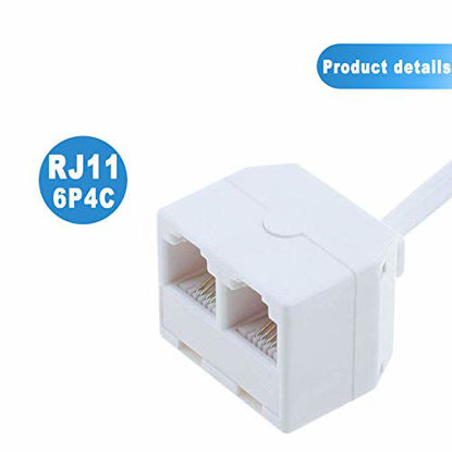 Picture of Telephone Splitter, 3-Pack RFAdapter RJ11 Male to Female Two Way Phone Line Splitter Converter Cable