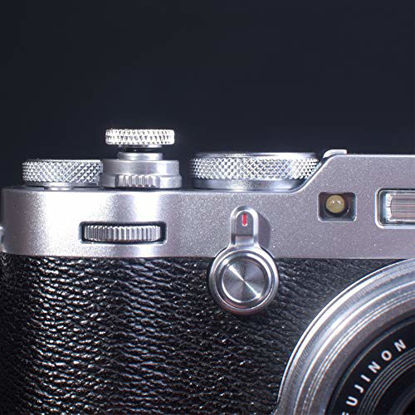 Picture of VKO Camera Soft Release Button, Shutter Button Compatible with Fuji Fujifilm X-T4 X-T30 X-T20 X-T3 X-T2 X-PRO3 X-PRO2 X100S X100T X100F X30 X-E3 Sony RX1R RX10 II III IV Leica M10 Silver(2-Pack)