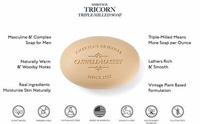 Picture of Caswell-Massey Triple Milled Luxury Bath Soap Set - Tricorn Sandalwood - 5.8 Ounces Each, 3 Bars