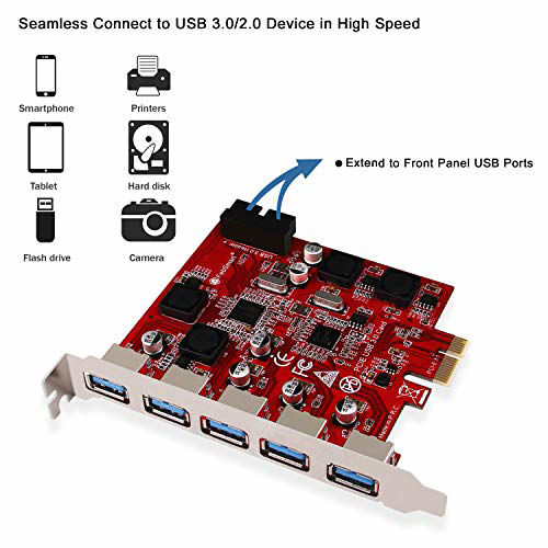 GetUSCart FebSmart 7Ports Superspeed 5Gbps USB 3.0 PCI Express (PCIe