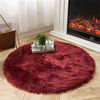 Picture of Ashler Soft Faux Sheepskin Fur Chair Couch Cover Area Rug for Bedroom Floor Sofa Living Room Dark Red Round 3 x 3 Feet