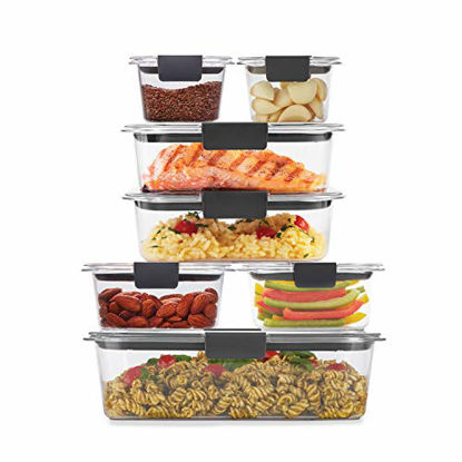 Picture of Rubbermaid Brilliance Pantry Organization & Food Storage Containers, Set of 10 (20 Pieces Total) & Brilliance Storage 14-Piece Plastic Lids | BPA Free, Leak Proof Food Container, Clear