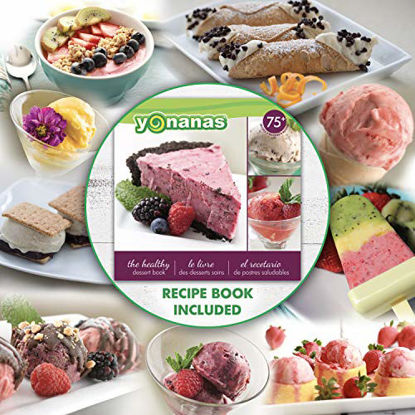 Picture of Yonanas 988 Deluxe Frozen Dessert Maker Premium Chrome Design Dairy Fruit Soft Serve is Vegan Alternative to Ice Cream BPA Free Dishwasher Safe Includes 75+ Recipes, 200 Watt, Black