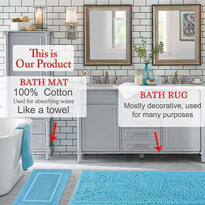 Picture of 900 GSM Machine Washable 20x34 Inches 2-Pack Banded Bath Mats, Luxury Hotel & Spa Quality, 100% Ring Spun Genuine Cotton, Maximum Softness & Absorbency by United Home Textile, Light Grey