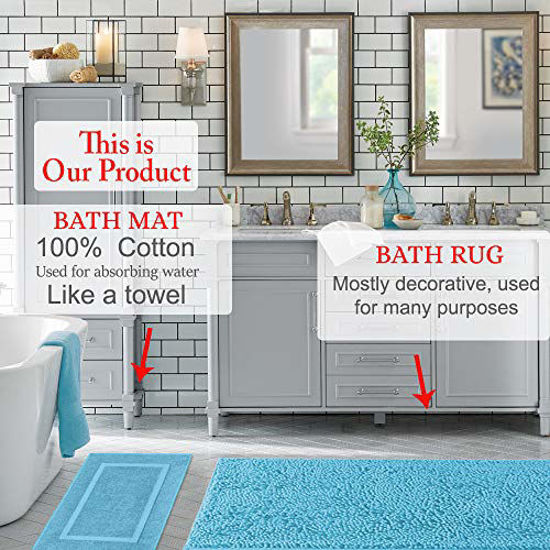 Picture of 900 GSM Machine Washable 20x34 Inches 2-Pack Banded Bath Mats, Luxury Hotel & Spa Quality, 100% Ring Spun Genuine Cotton, Maximum Softness & Absorbency by United Home Textile, Light Grey