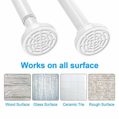 Picture of TEECK Shower Curtain Rod, 26-39 Inch Adjustable Tension Spring, Shower Rod, Premium 304 Stainless Steel, Anti-Slip, No Drilling, No Rust, Never Collapse, for Bathroom, White, Easy to use