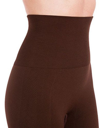Picture of Homma Activewear Thick High Waist Tummy Compression Slimming Body Leggings Pant (Large, Brown)