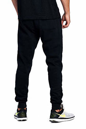 Picture of ProGo Men's Casual Jogger Sweatpants Basic Fleece Marled Jogger Pant Elastic Waist (Medium, Black (Slanted Pocket))