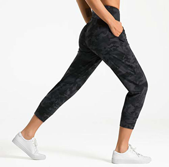 GetUSCart- Dragon Fit Joggers for Women with Pockets,High Waist Workout  Yoga Tapered Sweatpants Women's Lounge Pants (Joggers79-Black&Grey Camo,  Small)