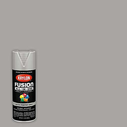 Picture of Krylon K02744007 Fusion All-In-One Spray Paint for Indoor/Outdoor Use, Satin Pewter Gray