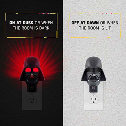 Picture of Star Wars Mini Darth Vader LED Night Light, Collectors Edition, Plug-in, Dusk-to-Dawn Sensor, Disney, Red Glow, Ideal for Bedroom, Bathroom, Nursery, 44607