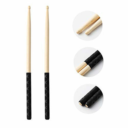 Picture of Drumsticks ANTI-SLIP Handles for Drum Set 5A Durable Exercise Wooden Drum Sticks for Adults, Musical Instrument Percussion Accessories.