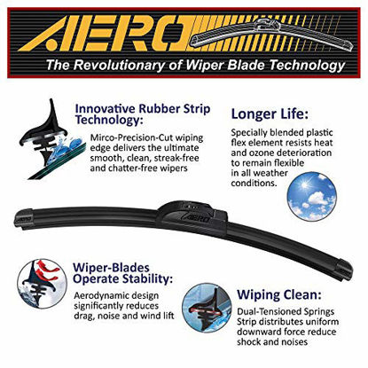 Picture of AERO Voyager 24" + 21" Premium All-Season OEM Quality Windshield Wiper Blades with Extra Rubber Refill + 1 Year Warranty (Set of 2)
