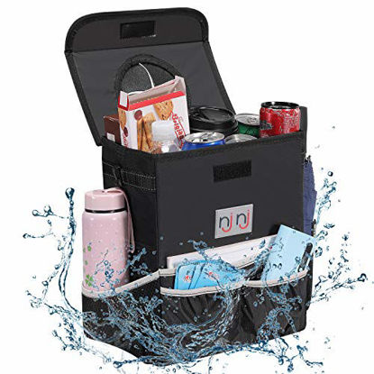 Picture of Waterproof Car Trash Can Garbage Bin,Super Large Size Auto Trash Bag for Cars with Lid and Storage Pockets,Leak Proof Vehicle Car Organizer Hanging,Black