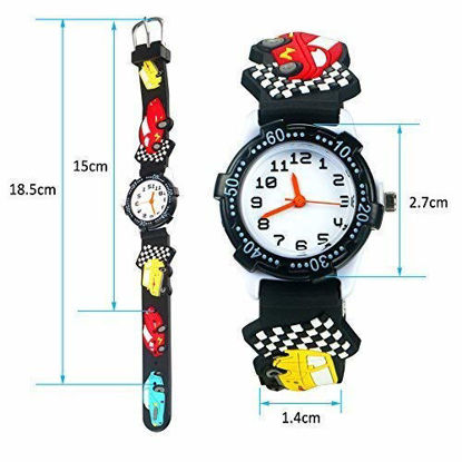 Picture of Kids Watch for Boys Girls, Toddler Watch Digital Analog Wrist Waterproof Watches with 3D Cute Cartoon Silicone Band, for 3-10 Years Old Childrens (Black Car)