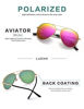 Picture of LUENX Aviator Sunglasses for Women Polarized Mirrored Rose Red Lens Gold Metal Frame Large 60mm