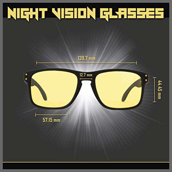 Night Vision Glasses for Driving, Anti-Glare Polarized, Night Driving  Glasses for Men & Women, Yellow-Tinted with Hard Case (Night Vision/Black)