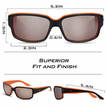 Picture of KastKing Skidaway Polarized Sport Sunglasses for Men and Women, Matte Orange Blackout Frame, Copper Base White Steel Mirror