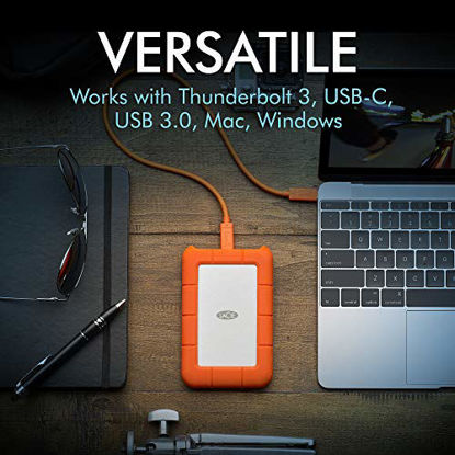 Picture of LaCie Rugged USB-C 1TB External Hard Drive Portable HDD USB 3.0 - Drop Shock Dust Rain Resistant Shuttle Drive, for Mac and PC Computer Desktop Workstation Laptop, 1 Month Adobe CC (STFR1000800)