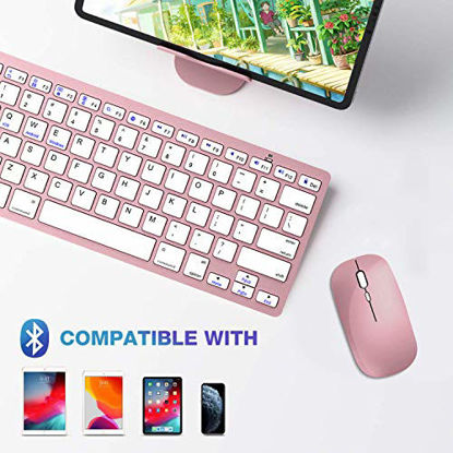 Picture of Bluetooth Keyboard and Mouse Combo,Wireless Keyboard and Mouse for iPad pro/iPad Air/iPad/iPad Mini, iPhone (iPadOS 13 / iOS 13 and Above), (Rose Gold)