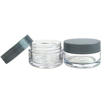 Picture of Beauticom 20 gram/20ml Empty Clear Small Round Travel Container Jar Pots with Lids for Make Up Powder, Eyeshadow Pigments, Lotion, Creams, Lip Balm, Lip Gloss, Samples (48 Pieces, Gray)