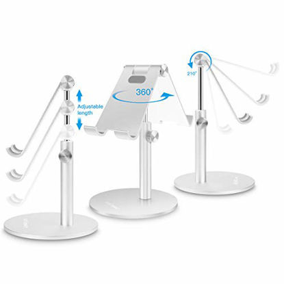 Picture of Adjustable Tablet/Phone Stand,AICase Telescopic Adjustable iPad Stand Holder,Universal Multi Angle Aluminum Stand Compatible with iPhone Smart Cell Phone/Tablet/iPad(4-13 inch), Silver