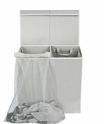 Picture of Simplehouseware Double Laundry Hamper with Lid and Removable Laundry Bags, Grey