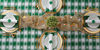 Picture of DII 100% Cotton, Machine Washable, Party, St Patrick's Day & Spring Tablecloth, 60x84" , Green & White Check with Shamrock, Seats 6 8 People