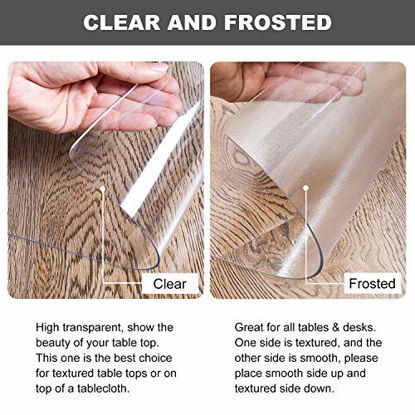 Picture of OstepDecor Upgraded Version 1.5mm Thick Frosted Table Cover Protector, 78 x 36 Inch, No Plastic Smell Transparent Table Cover, Heavy Duty PVC Table Protector, Dining Table Protective Cover