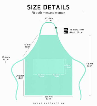 Picture of Syntus 2 Pack Adjustable Bib Apron Waterdrop Resistant with 2 Pockets Cooking Kitchen Aprons for BBQ Drawing, Women Men Chef, Green