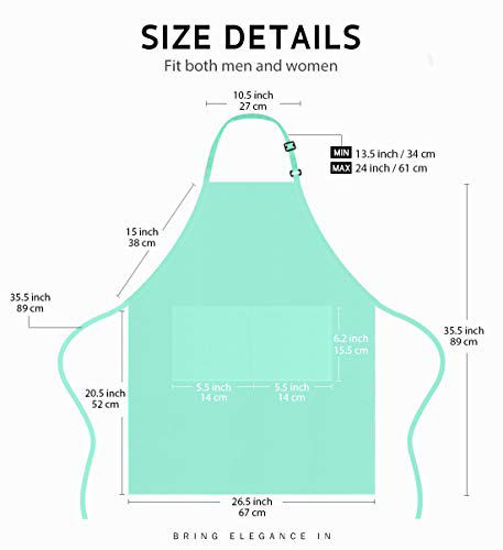 Picture of Syntus 2 Pack Adjustable Bib Apron Waterdrop Resistant with 2 Pockets Cooking Kitchen Aprons for BBQ Drawing, Women Men Chef, Green