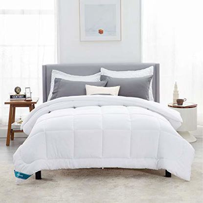 Picture of Bedsure Twin XL Comforter Duvet Insert White - Quilted Bedding Comforters for Twin XL Bed with Corner Tabs