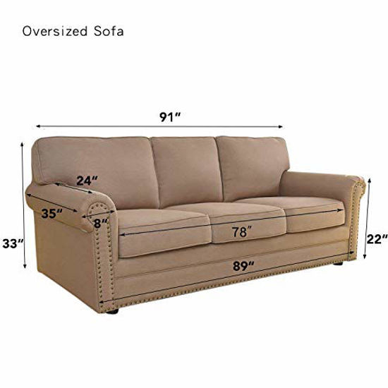 Picture of Easy-Going Stretch Oversized Sofa Slipcover 1-Piece Sofa Cover Furniture Protector Couch Soft with Elastic Bottom for Kids,Polyester Spandex Jacquard Fabric Small Checks(X Large,Natural)