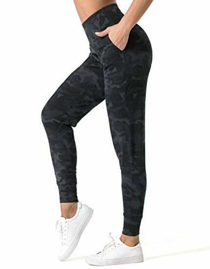 GetUSCart Dragon Fit Joggers for Women with Pockets High Waist Workout Yoga Tapered Sweatpants Women s Lounge Pants Joggers78 Black Grey Camo Medium