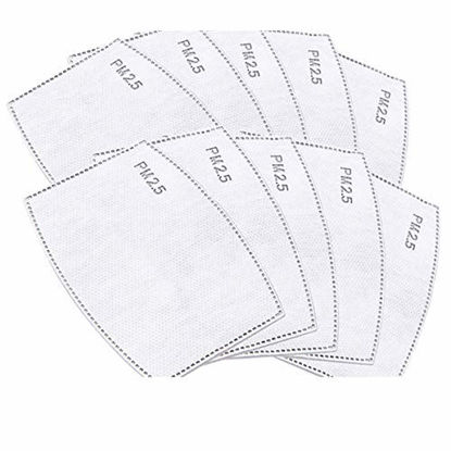 Picture of 10pcs PM2.5 Activated Carbon Filter Mouth Mask Filters Breathing Insert Protective Mask Filter for Men Women,Anti Pollution Washable Cotton for Adults Outdoor Activities (10pcs)