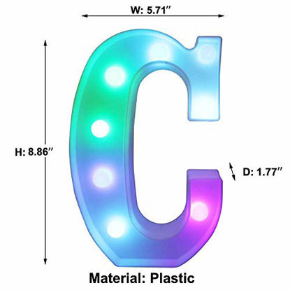 Picture of Pooqla Colorful LED Marquee Letter Lights with Remote - Light Up Marquee Signs - Party Bar Letters with Lights Decorations for The Home - Multicolor C