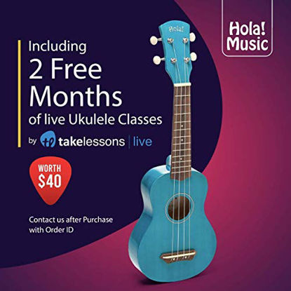 Picture of Hola! Music HM-21BU Soprano Ukulele Bundle with Canvas Tote Bag, Strap and Picks, Color Series, Blue