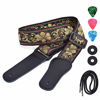 Picture of CLOUDMUSIC Guitar Strap Jacquard Weave Strap With Leather Ends Vintage Classical Pattern Design Picks Free (Vintage Classical Pattern Design 32)