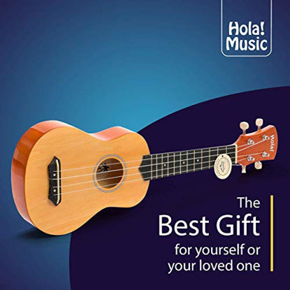 Picture of Hola! Music HM-21NT Soprano Ukulele Bundle with Canvas Tote Bag, Strap and Picks, Color Series - Natural/Mahogany