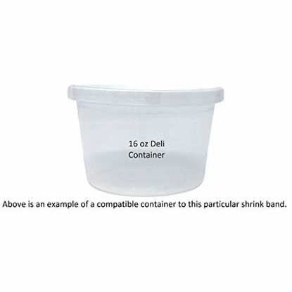 Picture of 190 x 28 mm Clear Perforated Shrink Band for Tubs, Deli Containers, Large Canisters and More. [Compatible Diameter Range: 4 1/4 - 4 11/16"] - Bundle of 250