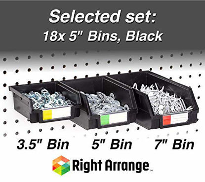 Picture of Pegboard Bins - 18 Pack Black Large - Hooks to Any Peg Board - Organize Hardware, Accessories, Attachments, Workbench, Garage Storage, Craft Room, Tool Shed, Hobby Supplies, Small Parts